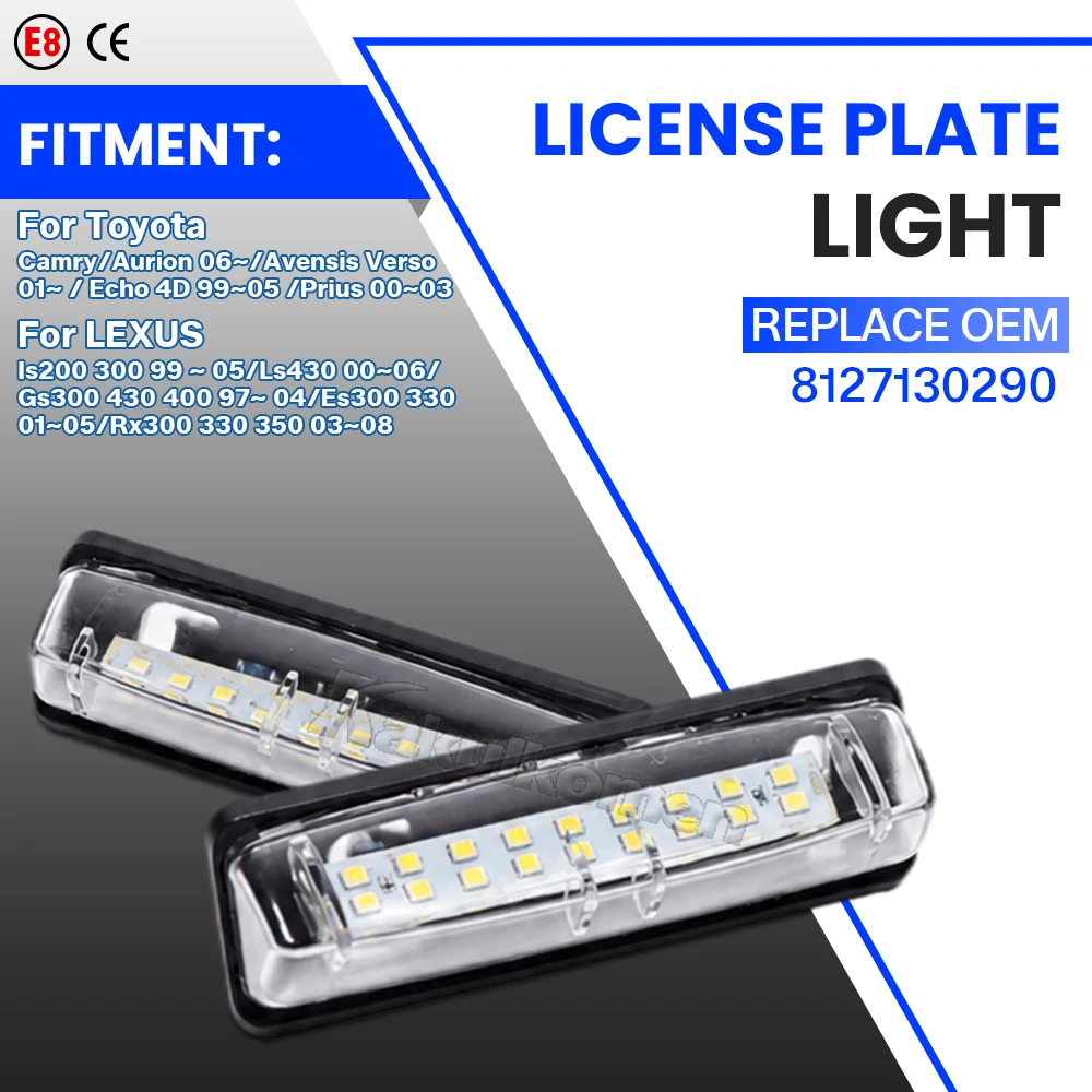 2pcs For Toyota Camry Prius For Lexus LS200 300 GS300 ES300 RX300 Canbus Error Free White LED License Number Plate Light Lamps