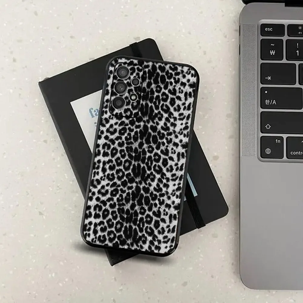 Custodia per telefono nera con stampa leopardata per Samsung S24,S21,S22,S23,S30,Ultra,S20,Plus,Fe,Lite,Note,10.9,5G Cover morbida nera