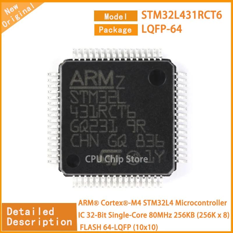 5Pcs/Lot   New Original  STM32L431RCT6 STM32L431 Microcontroller IC 32-Bit Single-Core 80MHz 256KB (256K x 8) FLASH 64-LQFP