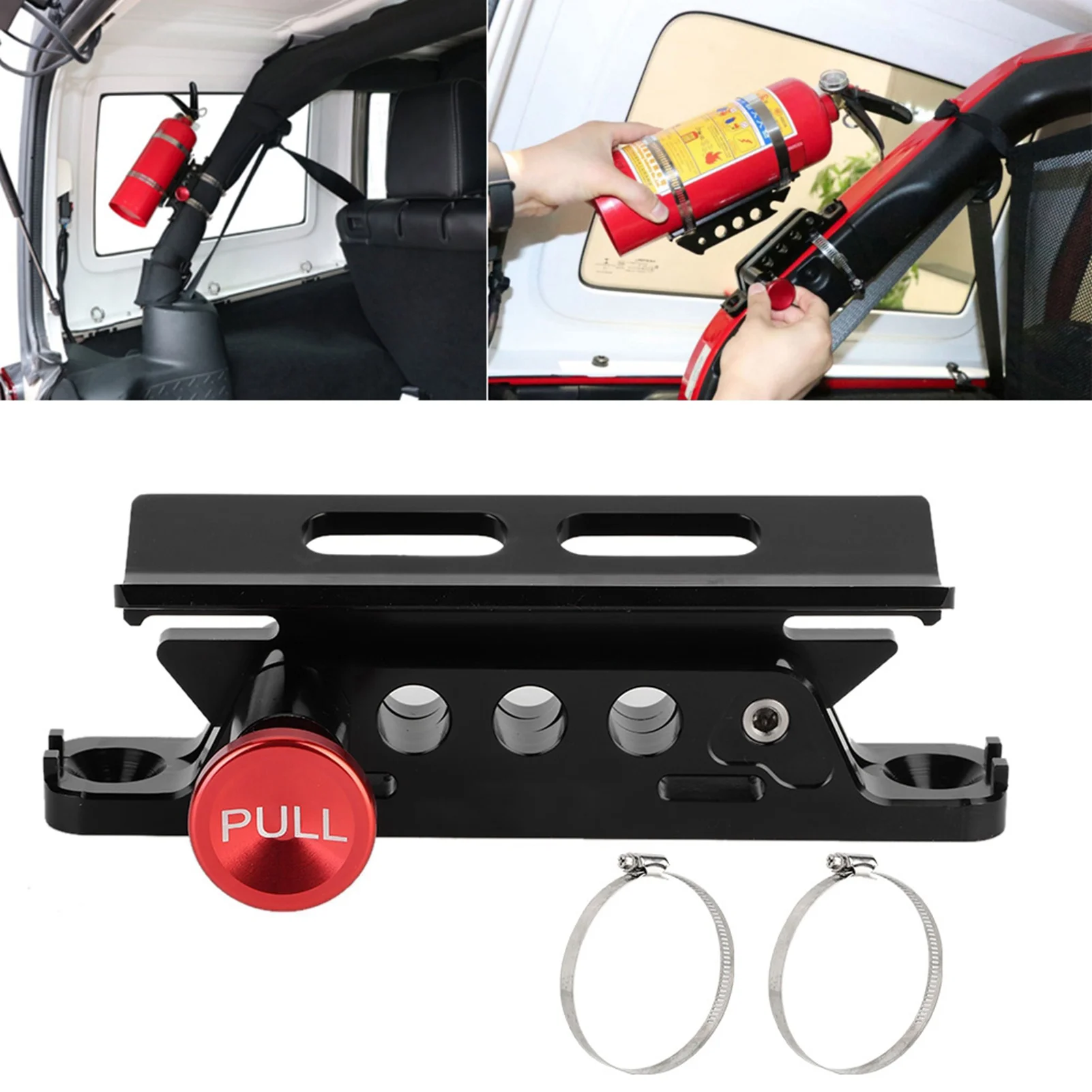 

Aluminum Alloy Adjustable Fire Extinguisher Mount Bracket Quick Release Design Universal Fit for Cars SUV Jeeps UTVs Portable