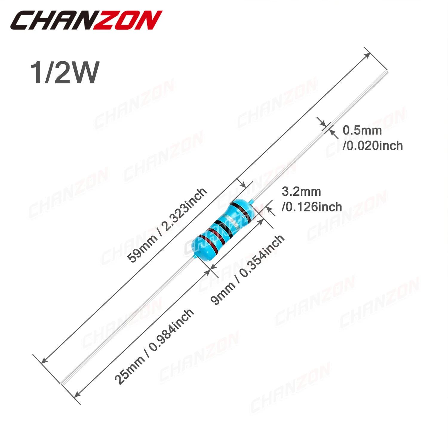 100 Buah/Pak 1/2W 1% Resistor Film Logam Presisi Tinggi 1 2.2 4.7 10 100 220 330 470 1K 4.7K 10K 15K 47K 100K Ohm Tahan Tetap