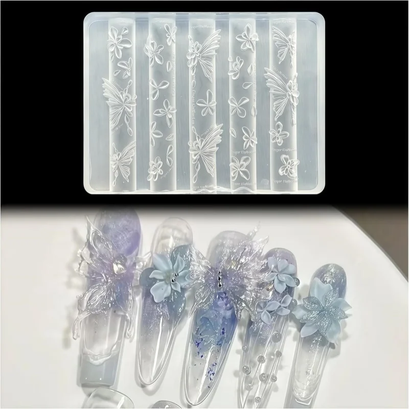 Formy do paznokci żelowych 3D w kształcie motyli i kwiatów, formy silikonowe do żywicy, płatki kwiatów, akcesoria, narzędzia do paznokci, stylizacja paznokci Grace.