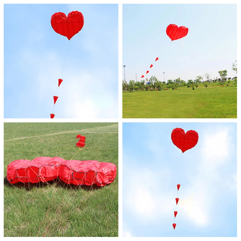 Gratis verzending 5m liefde hart zachte kite fly nylon kite weifang grote kite wiel lopen in sky outdoor speelgoed voor volwassenen windzak