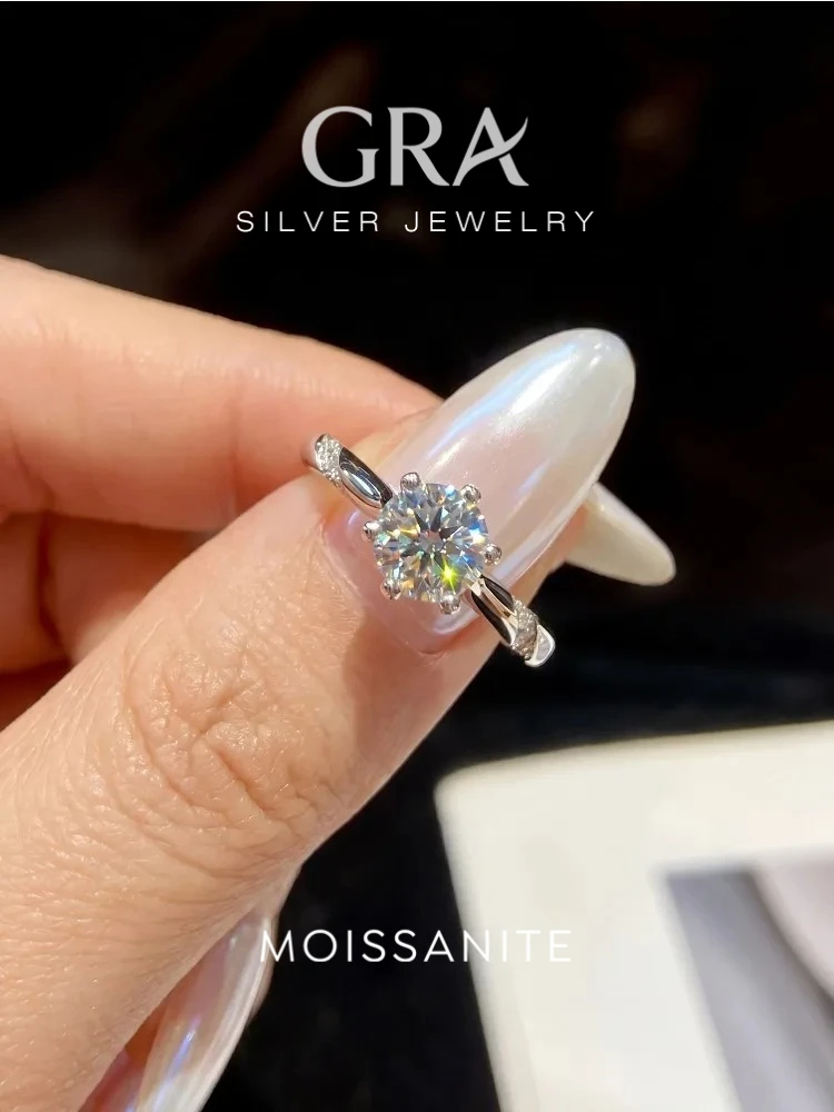 Handmade 1Ct Shiny Real Moissanite Diamond Ring for Woman Real 925 Sterling Silver Wedding Anniversary Gift Fine Jewelry
