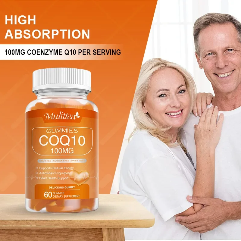 

Mulittea Коэнзим Q10 жевательные конфеты поддерживают функцию сердца защищает здоровье сердца для кровообращения, здоровья от стресса, иммунитет и энергия тела