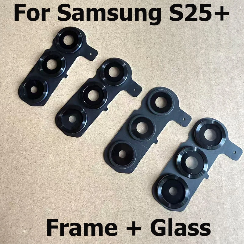 For Samsung Galaxy S25 S25+ Plus Back Camera Glass Lens Cover With Frame Bezel Rear Main Camera Glass Flash Lamp Replacement