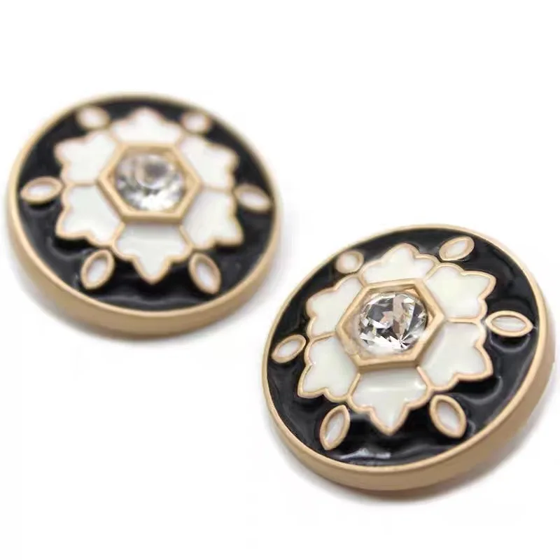 6PCS Vintage Pearl Metal Buttons Of Clothing High Quality Laser Diamond Pattern Button For Women Dress Sewing DIY