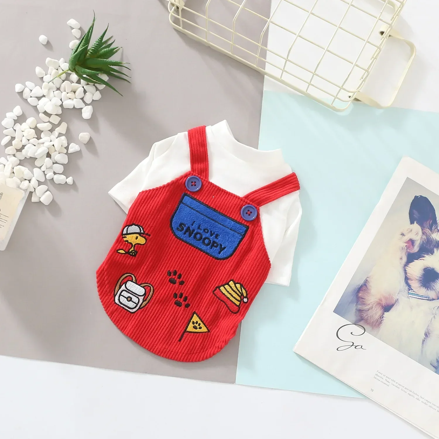 snoopy Summer New Cute Pet Cartoon Embroidered Dog Two-legged Clothes Pet Clothes Dog Clothes coat