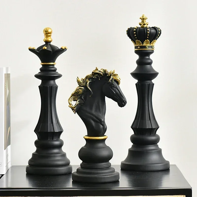 Resin Chess Pieces Board Games Accessories Retro Aesthetic Room Decor for Interior Home Decoration Chessmen Sculpture