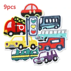 9pcs Car Lot Iron On Patches Kids For Clothing Fabric Small Boys Stitch Bulk Designer Embroidered Pack Cute Parche Ropa Infantil