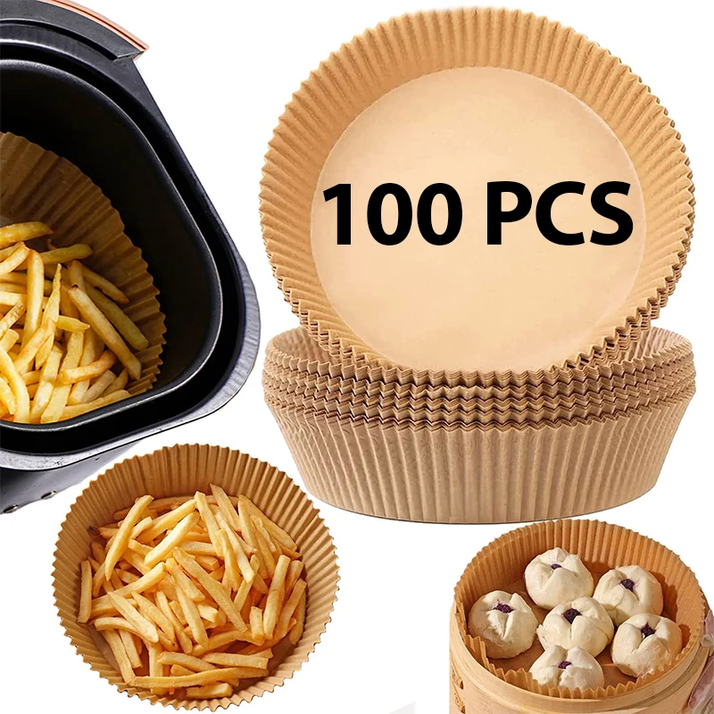 50/100Pcs Air Fryer Baking Paper for Barbecue Oven Pan Pad Oil-proof AirFryer Oil-Proof Disposable Paper for Oven Baking Tools