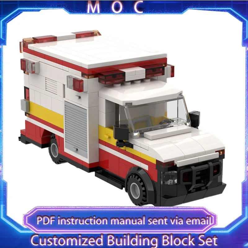 

Набор из 467 деталей: Модель городской скорой помощи (США) с двумя сиденьями, конструктор MOC, развивающая игрушка для детей, подарок на день рождения