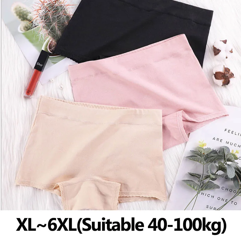 

6XL High Waist Breathable Panties Womens Lingerie Cotton Boyshorts Solid Underpants Soft Plus Size Underwear Female Intimates