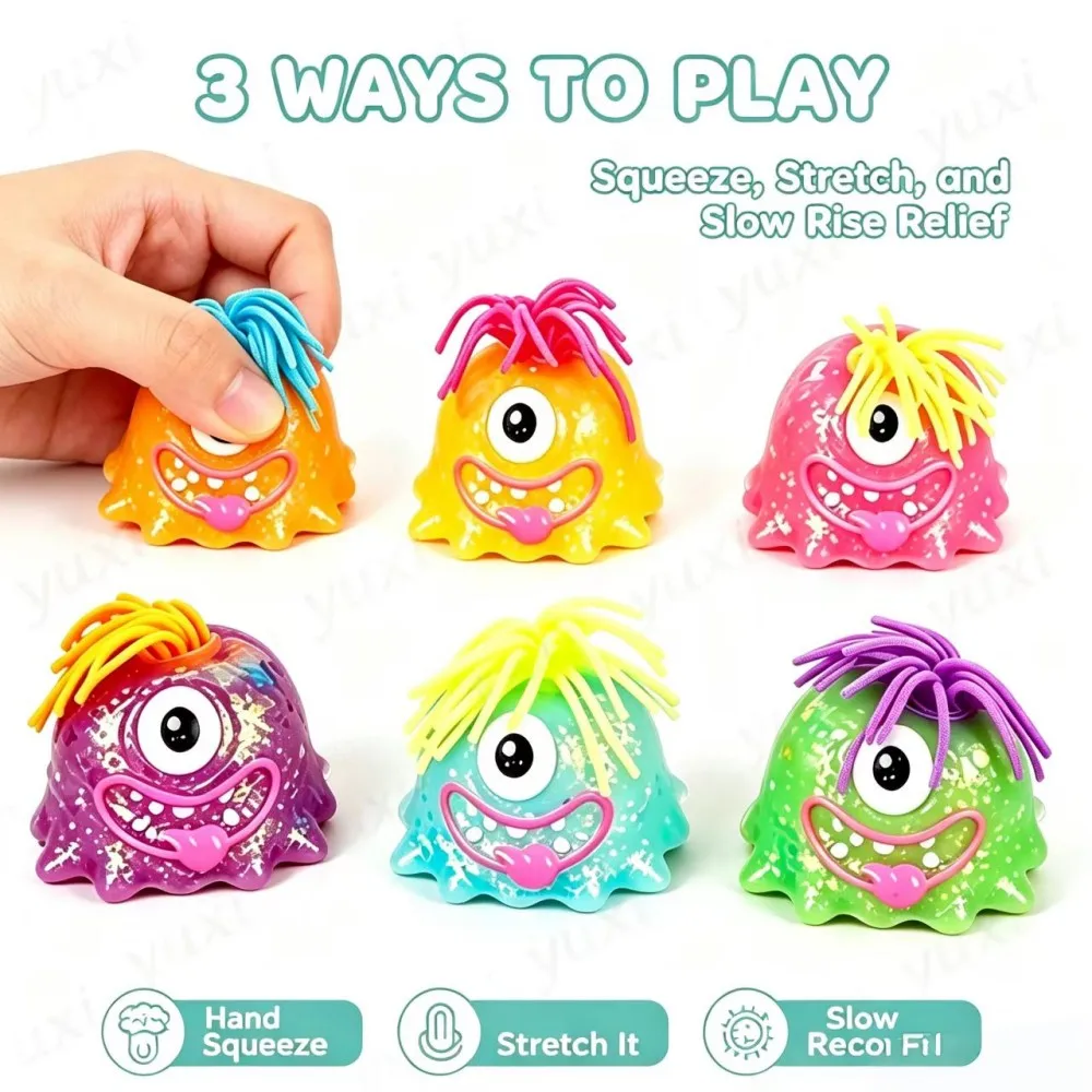 Weird Hair Monster Squishy Fidget Toy, AntiStress Squeezy Toy for Children & Adults Holiday Surprise Present