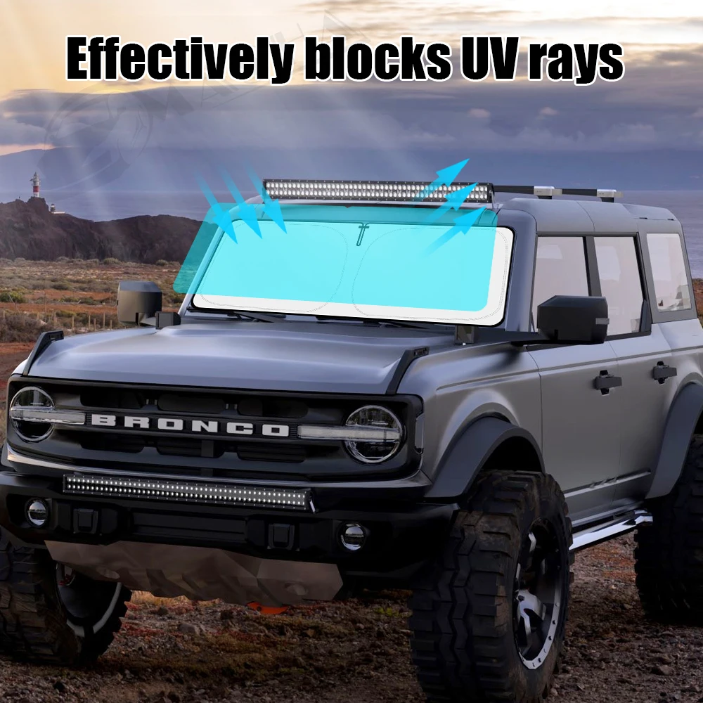 Car Windshield Sun Shade For Ford Bronco 2021 2022 2023 Window Sunshade 2/4 Door Sun Visor Protector Foldable Shades Accessories