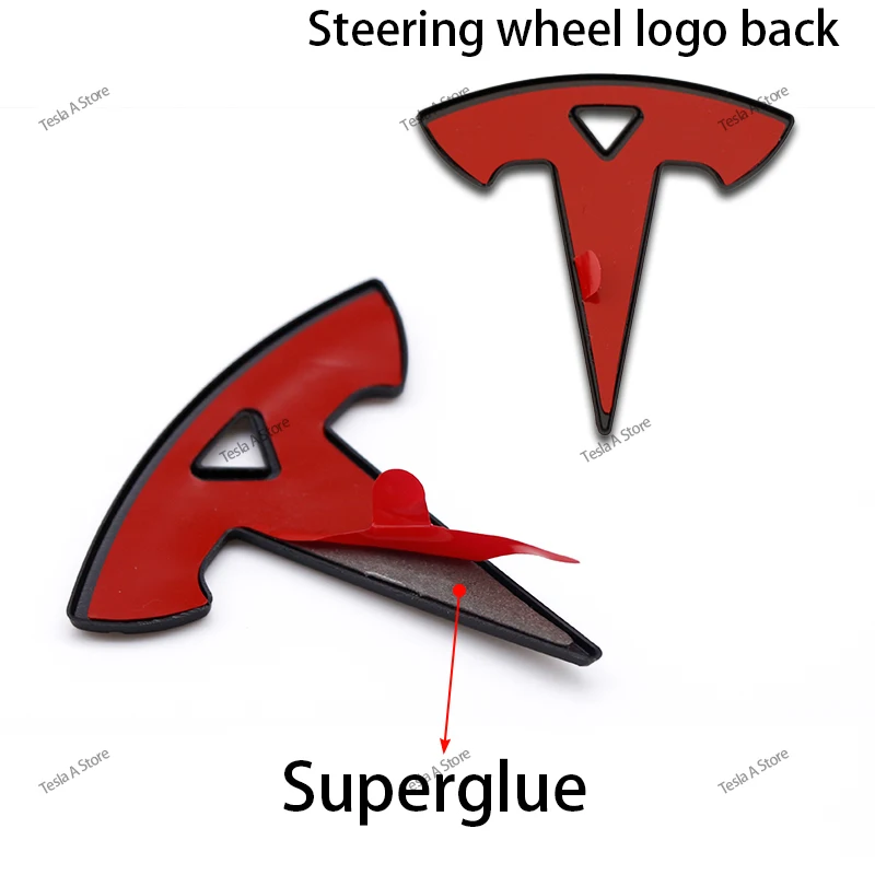 3pcs for Tesla Model 3 Model Y car logo pasting, tail label, front label, carbon fiber steering wheel logo modification fashion