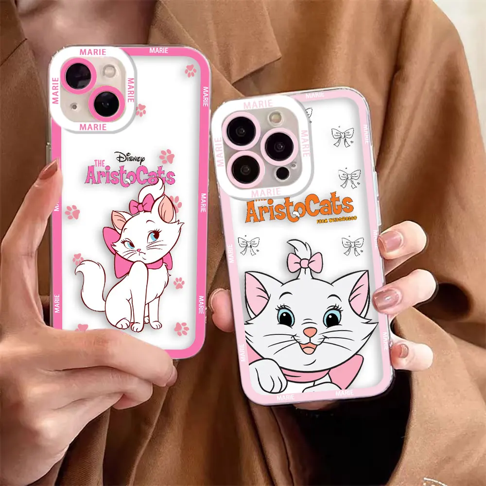 Disney Pretty Marie Cat Cover Clear Phone Case For Xiaomi Redmi Note 13 12 12S 11 11T 11S 10 9 10S 9S 9T Pro Max Plus Case Funda