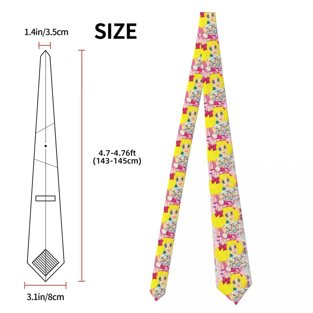 Candy Candy Anime Manga Corbata para hombres Seda Poliéster Corbatas delgadas Trajes de boda Corbata Casual Gravatas