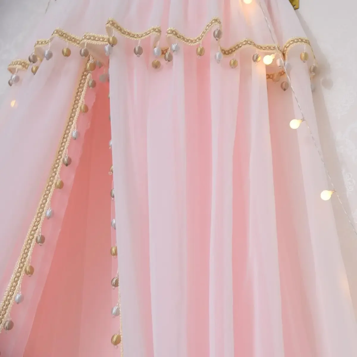 Girl Bed Curtain Princess Crown Mosquito Netting Children Room Decor Bedside Yarn Net Romantic Princess Tents Bed Canopy Valance
