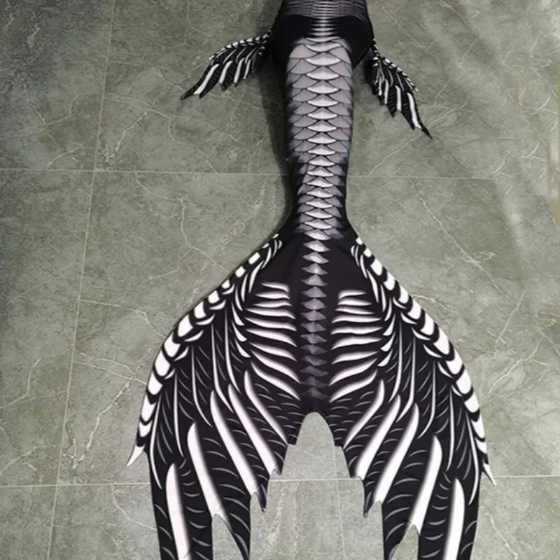 Drop Shipping Black Skeleton Mermaid Skin Tail Halloween Special Mermaid Dress Skeletal Fish Skin TailSkeletail Mermaid Costume
