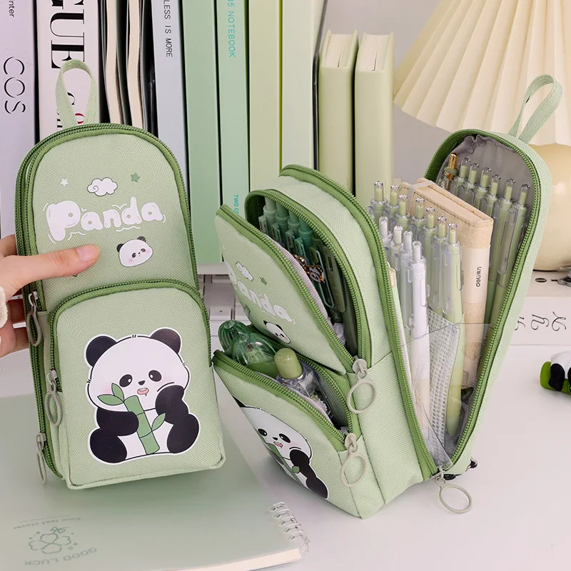 Large Capacity Panda Pencil Case, School Cartoon Pencil Case, Stationery Bag for Girls, Boys, and Elementary School Students