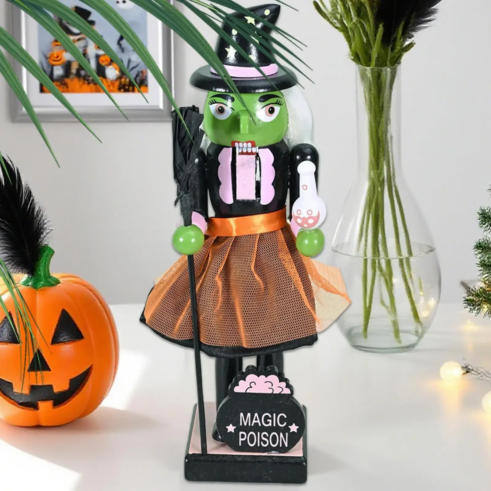 Skeleton Halloween Nutcracker Desktop Pumpkin Witch Nutcracker Statue Halloween Figurine Goody Bag