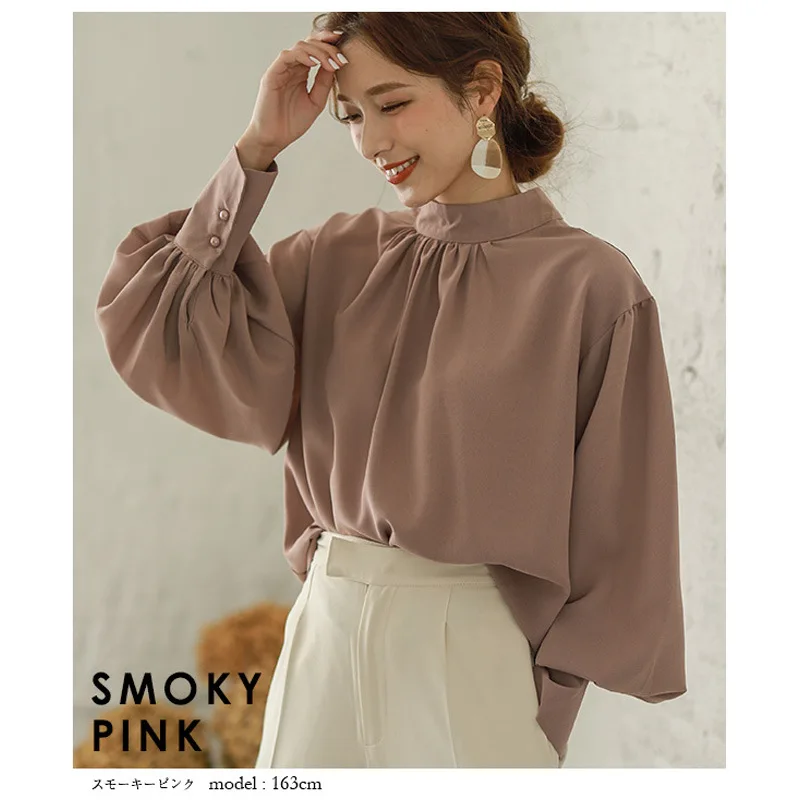 

2023 Autumn New Chiffon Shirt Women's Short Loose City Elegant Professional Round Neck Shirt Top Women