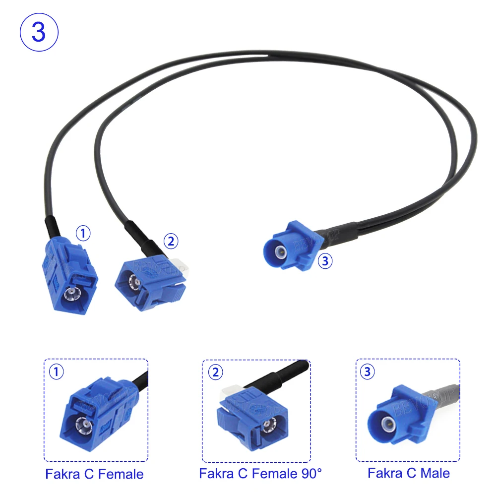 1xFakra-Câble répartiteur d'antenne GPS de voiture pour BMW Benz, écran Android, audio de voiture, type RGAnthCable, mâle vers 2x femelle à angle droit, type Y