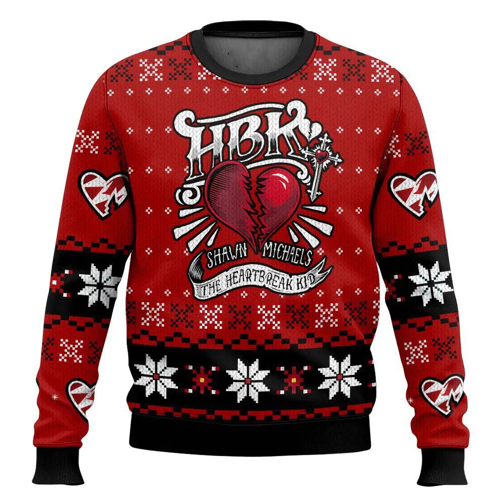 المصارع الشهير شون مايكلز HBK الخريف والشتاء ثلاثية الأبعاد طباعة قبيحة عيد الميلاد الرجال النساء البلوفرات زوجين ملابس الحفلات في الهواء الطلق #1