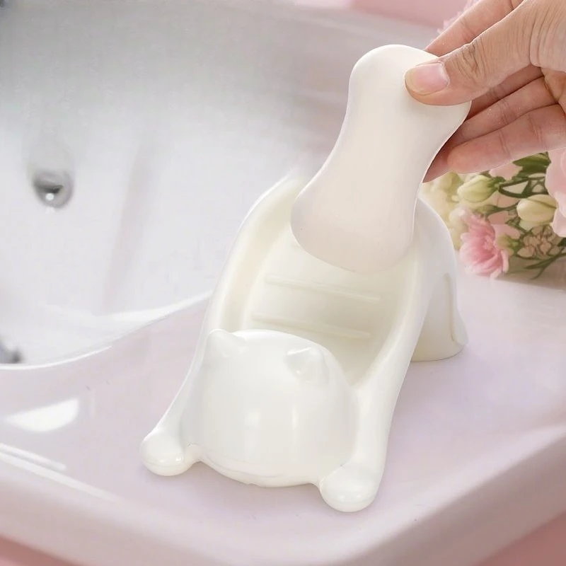 

Soap Box Drainage New Cartoon Cute Cat Creative Bathroom Soap Dish Sink Bathroom Storage Rack Box