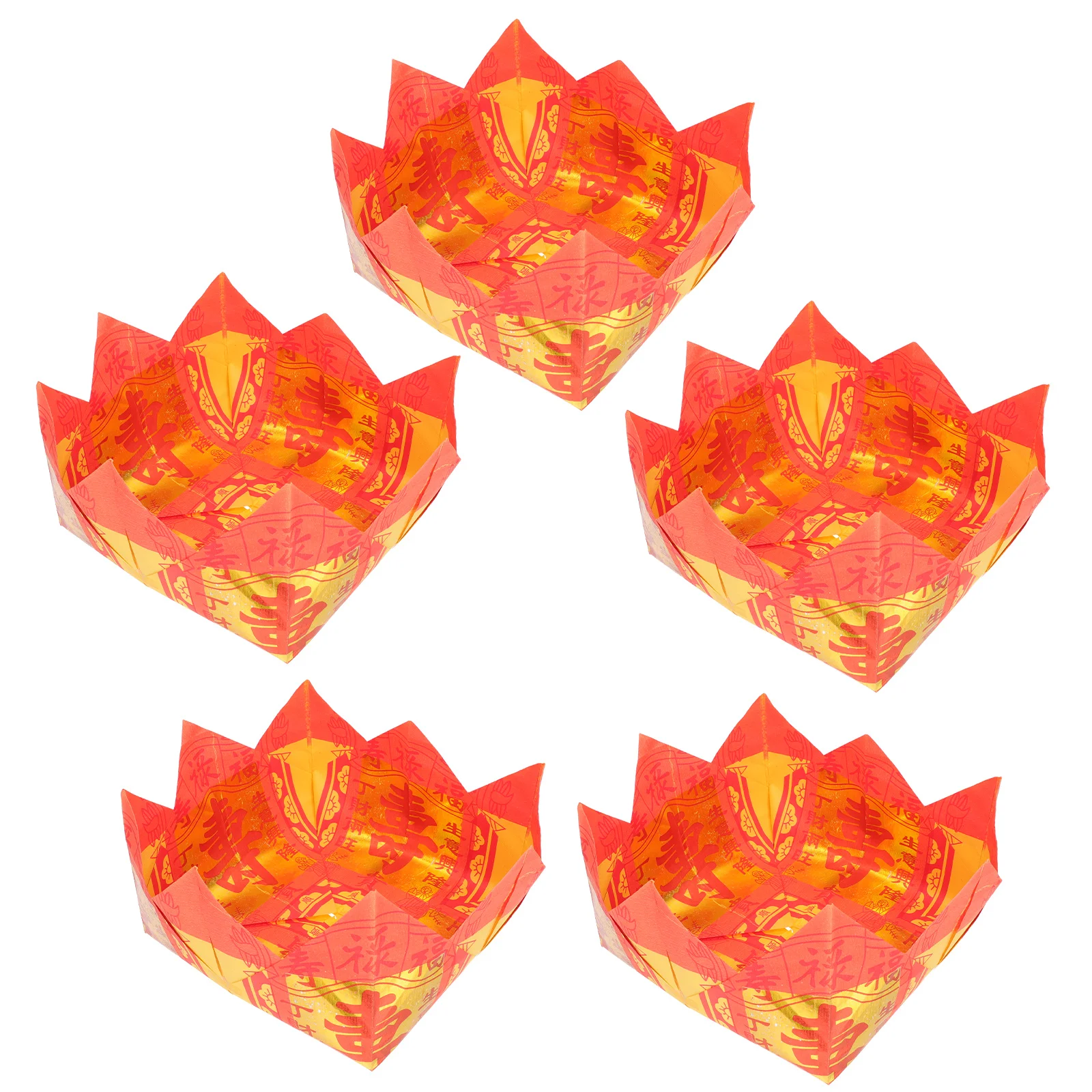 5 Pcs Paper Lotus Cornucopia Sacrifice Money Ancestor Bless Burning Burnt Worship Red