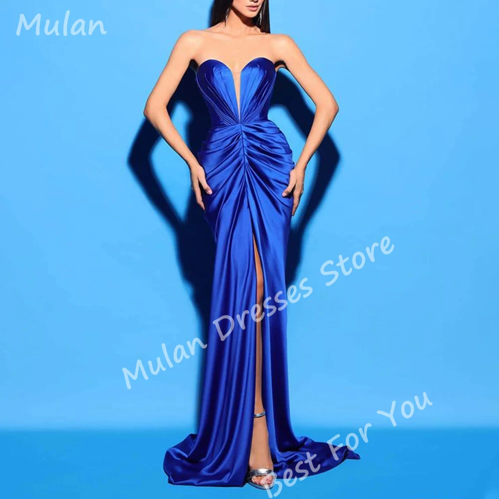 

Elegant Long Evening Dresses for Women Satin Sweetheart Floor-Length Mermaid Sweep Train Special Events Prom Party Wedding Dress