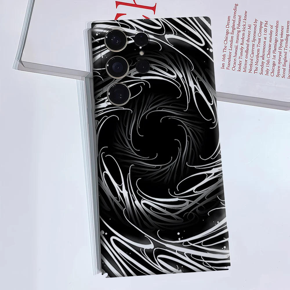 Black White Vortex For Samsung Galaxy S26 S25 S24 A56 A36 Dual Layer Luxury Fashion Full Lens Protective Case