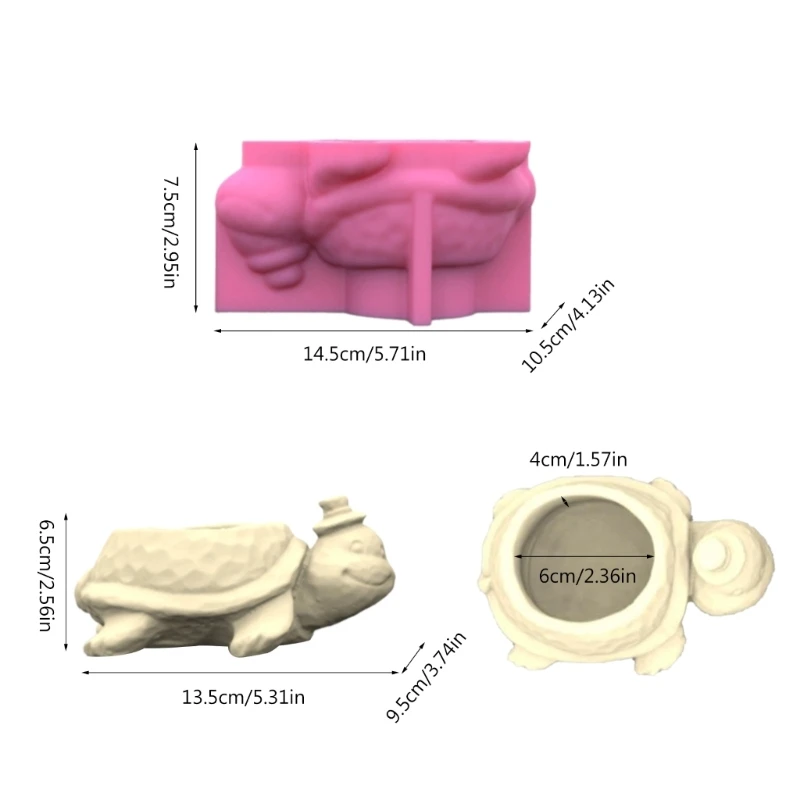 Molde caja almacenamiento maceta flores animales tortuga silicona DIY para decoración plantas suculentas