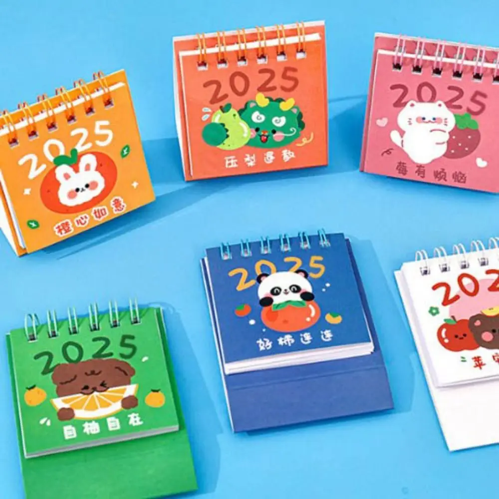 Cartoon Fruit 2025 Calendar Cute Mini Fruit Text Calendar Schedule Planner Agenda Organizer Mini Desktop Calendar Office