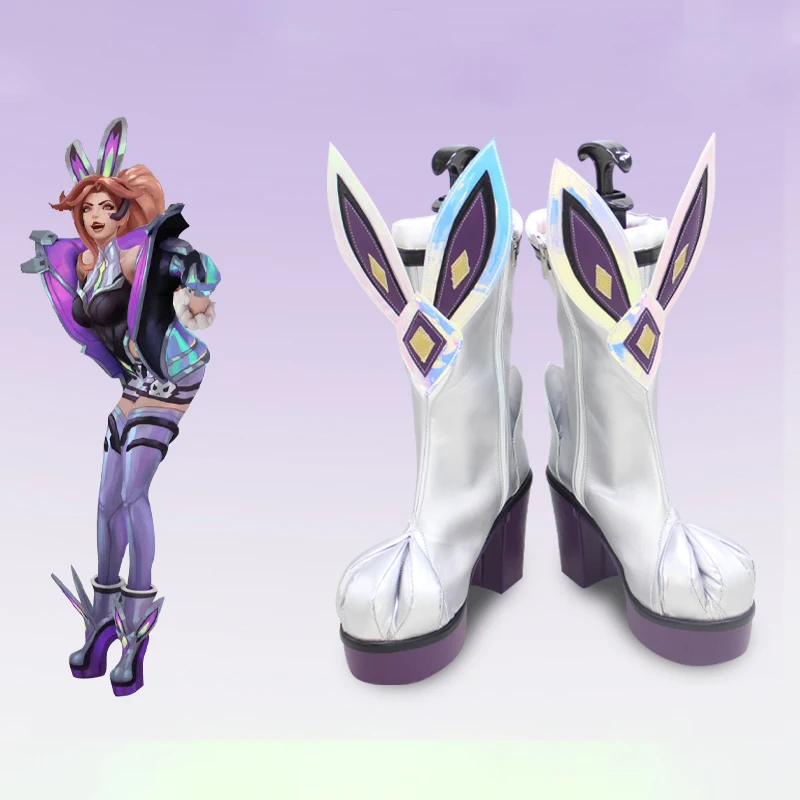 Battle Bunny Miss Fortune Cosplay Shoes Battle Bunny Shoes LOL Miss Fortune PU Leather Halloween Carnival Women High Heels Boots