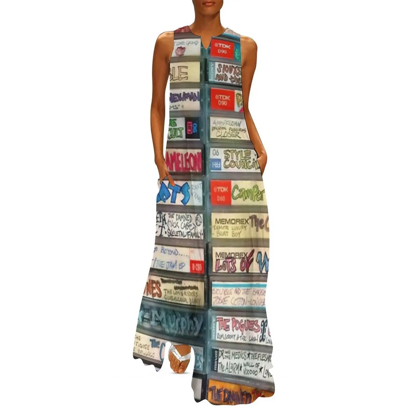 

80s Mix Tapes Long Dress bandage dress Female dress summer Women's evening