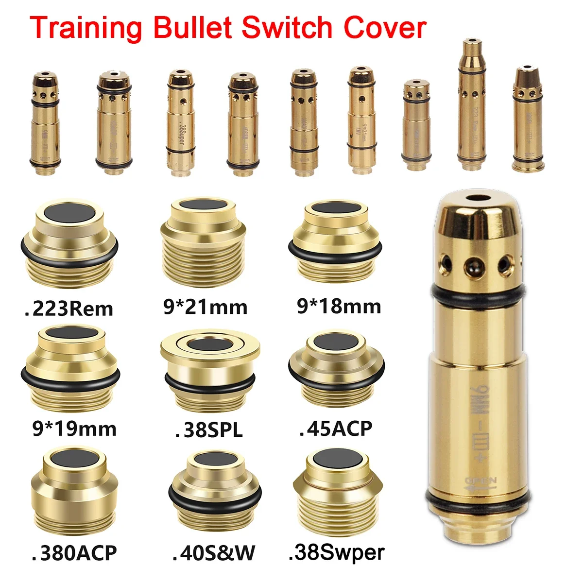 Hunting 9mm Dry Fire Training Laser Bullet Boresighter For Glock 17 19 43 380 ACP .223Rem 40S&W Cartridge Red Laser Bore Sight