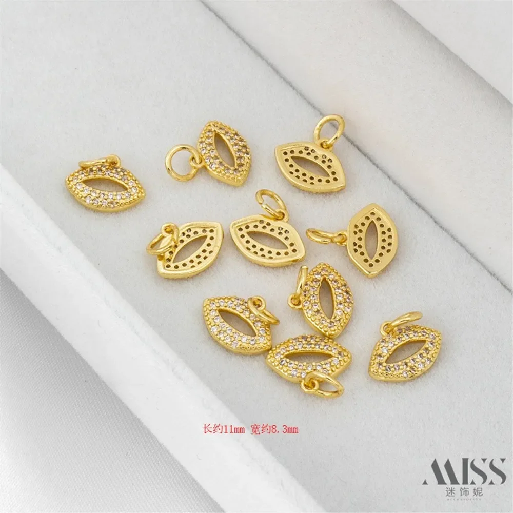 14K Bag Gold Inlaid Zircon Lip Pendant DIY Accessories Color Retention Charm Pendant Handmade Bracelet Jewelry Material