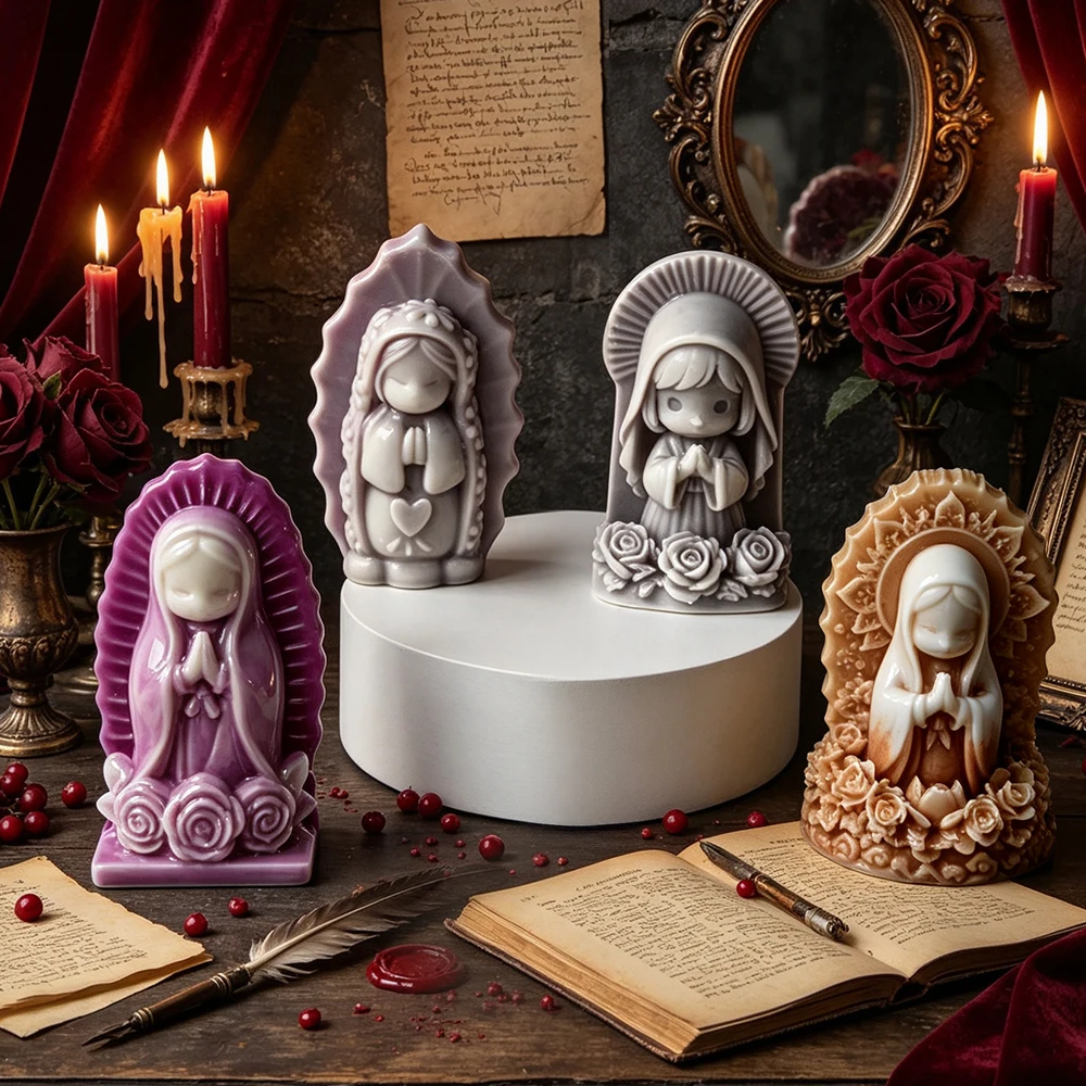 Pray Little Girl Silicone Mold Handmade Plaster Painting Desktop Decoration Crafts Mould DIY Aroma Candle Epoxy Resin Soap Molds