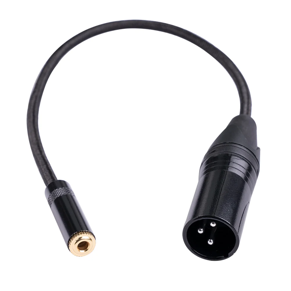 XLR 3 Pin Male Plug to 3.5mm TRS 1/8 Inch Female Stereo Audio Adapter Microphone Extension Cable Wire, 1 Feet/