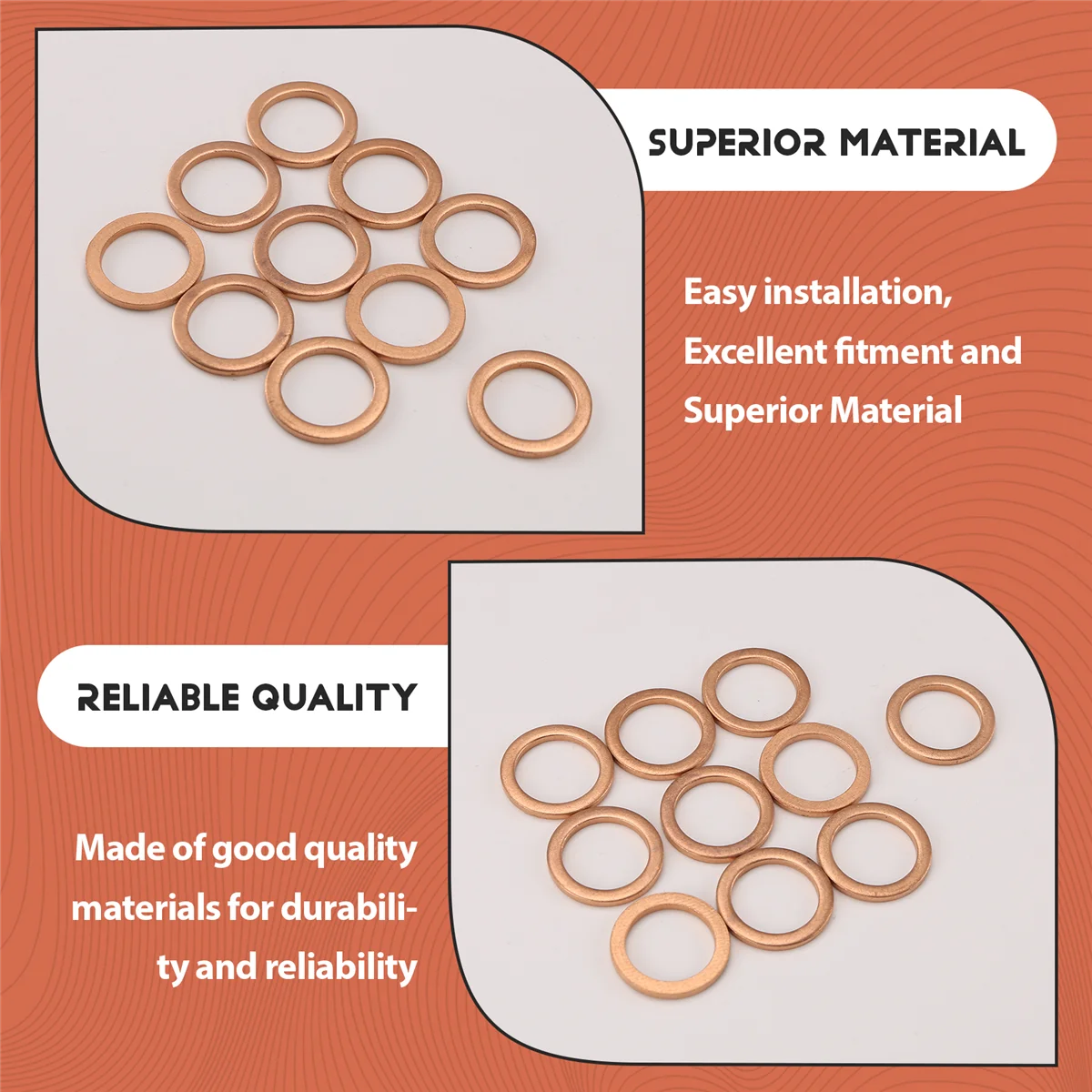 BISM1 10Pcs 12mm x 17mm x 1.5mm Copper Crush Washer Flat Ring Gasket Fitting