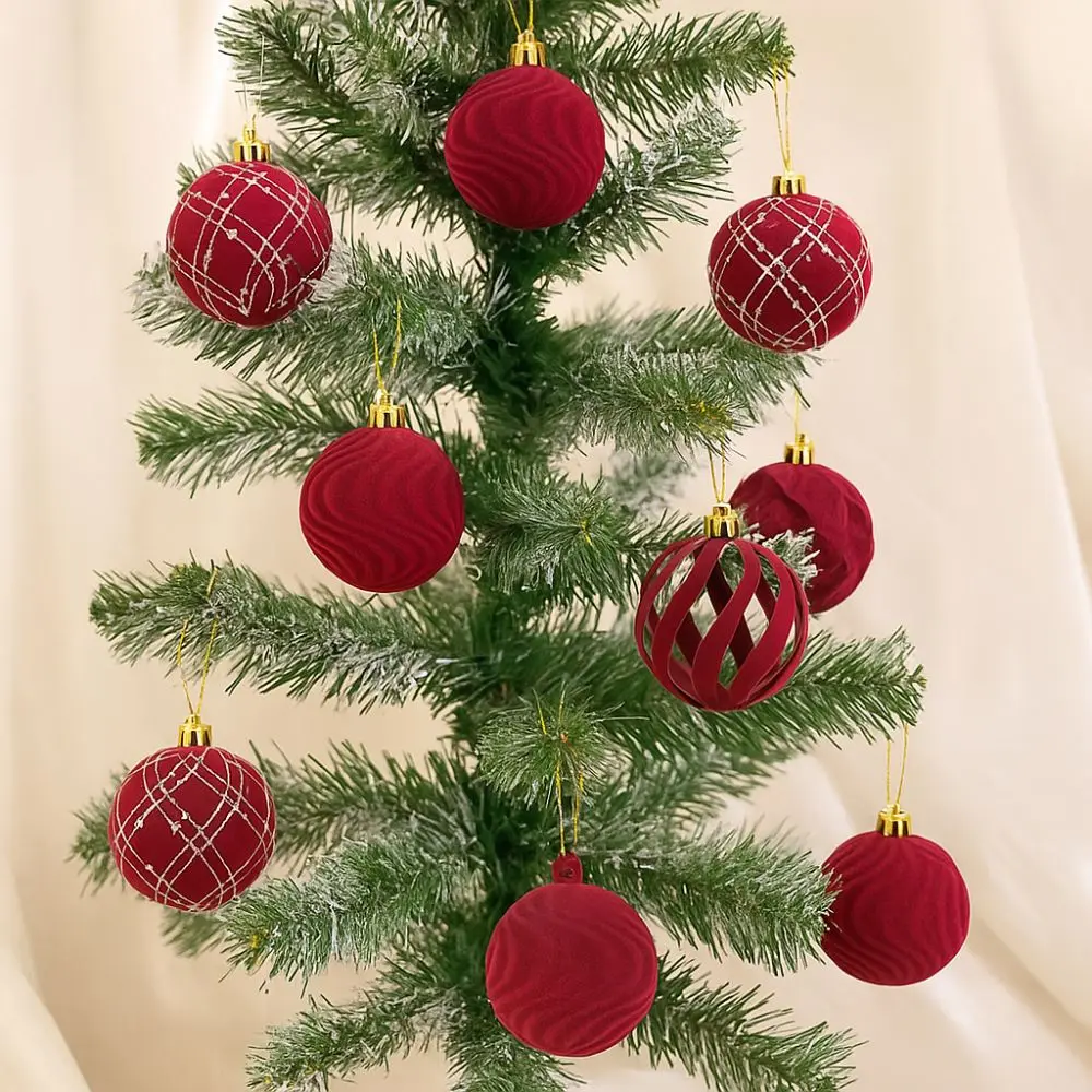 

12pcs 6cm Christmas Ball Ornaments Wine Red Dark Green White Christmas Tree Party Decoration Christmas Spheres Pendant