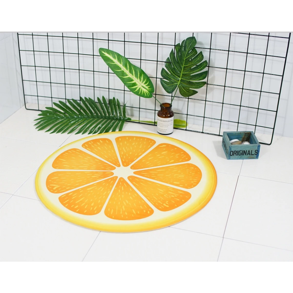 

3D Fruit Pattern Bath Mat Non Slip Water Absorbing Floor Rug Kitchen Carpet For Bathroom Living Room Home Use Orange