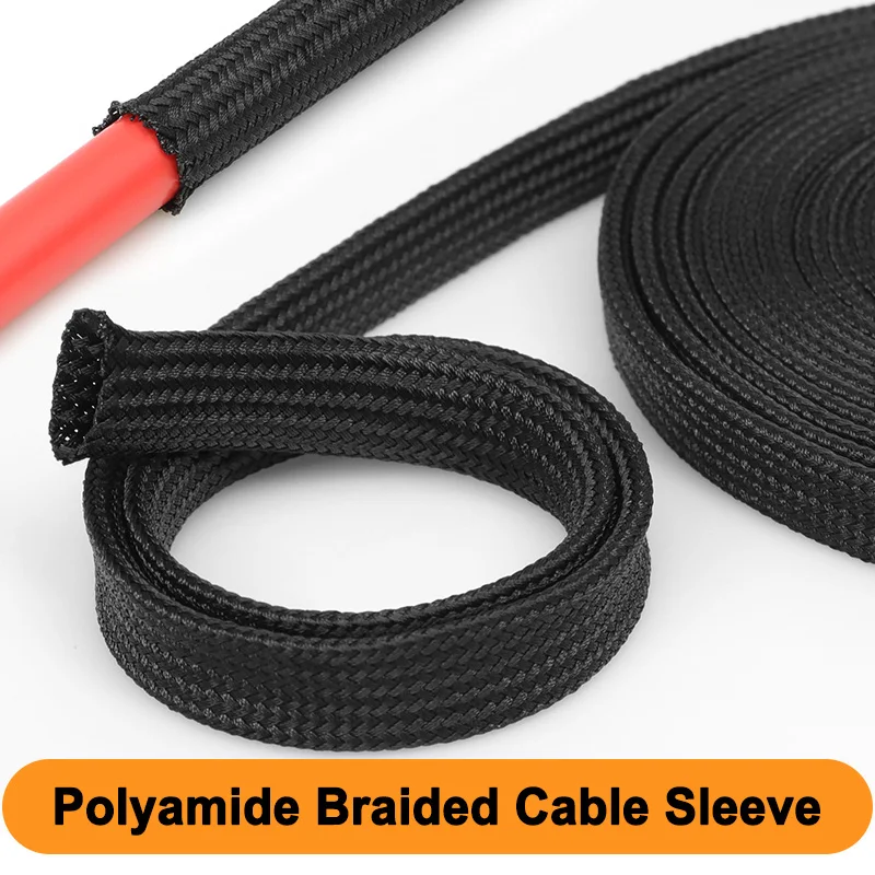 

Cable Sleeve 2.5mm ~ 60mm Polyamide Braided Flame Retardant Insulated Tight High Density Expandable Automotive Wire Protect Tube