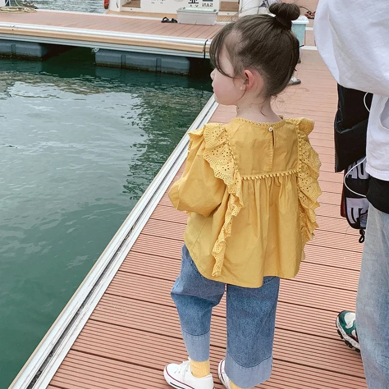 Girls Shirts for Kids Spring Autumn Long Sleeve Blouse Fashion Tops Korean Toddler Girl Clothes Fall New Children Costume 2-7Yrs