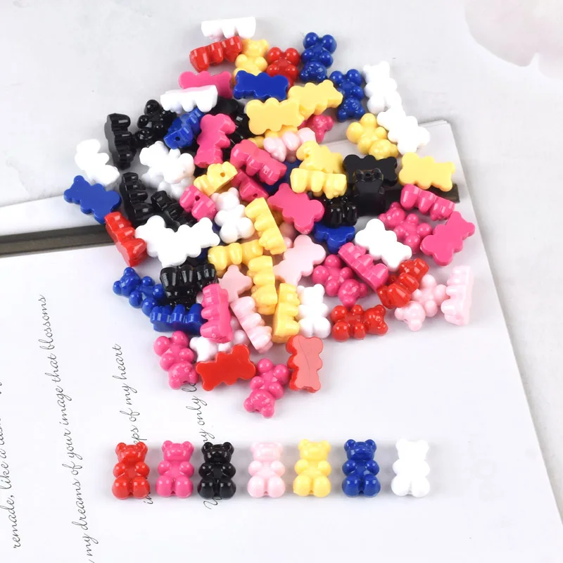 

Single color Black White Cute Bear Acrylic beads for Jewelry Making Bear Necklace Bracelet Earrings Gift Vertical hole