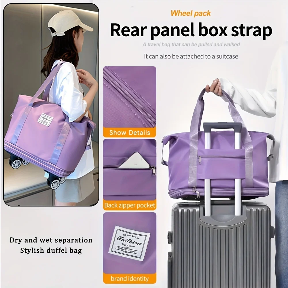 حقيبة سفر متعددة الوظائف ذات سعة كبيرة وقابلة للطي، وحقيبة لياقة بدنية رياضية للفصل الجاف والرطب، ومجموعة حقائب عجلات متعددة الاتجاهات. #2
