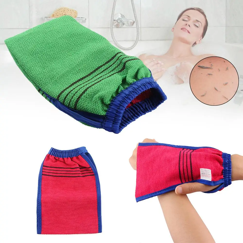 Two-sided Bathroom Products Body Cleaning Bath Glove Dead Skin Removal Scrub Mitt Shower Spa Exfoliator