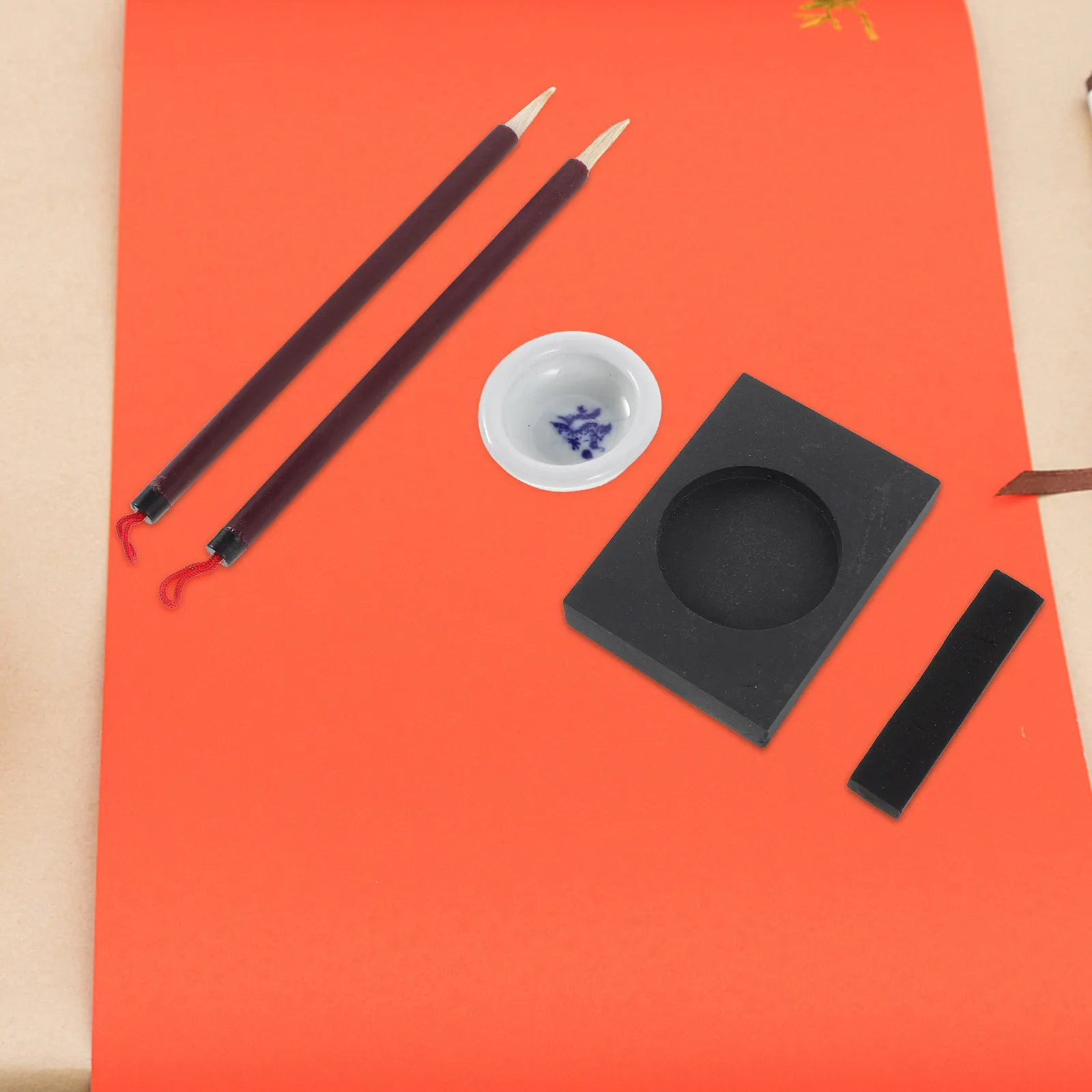 1Set Ink Stone Set Art Set For Home Schooling Supplies Chinese Beginner Kit Brush Paper Complete